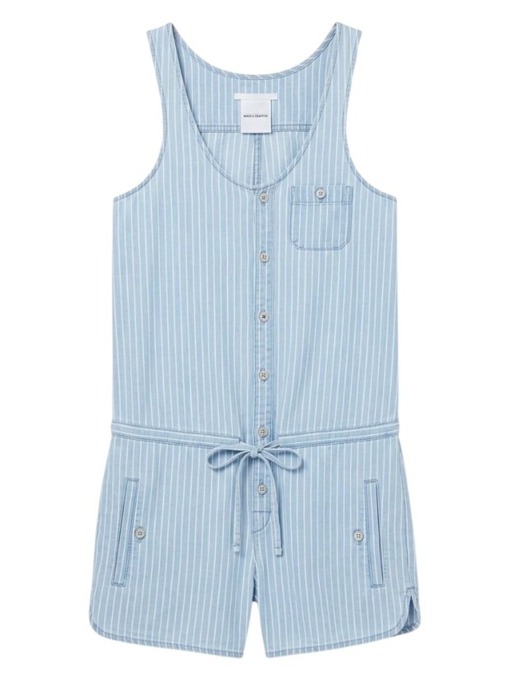 LEVI'S Blue and White Cotton Pinstripe Sleeveless Romper - Size XS